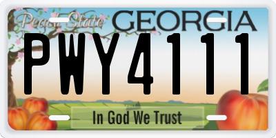 GA license plate PWY4111