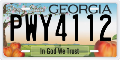 GA license plate PWY4112