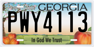 GA license plate PWY4113