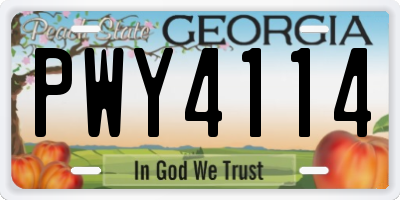 GA license plate PWY4114