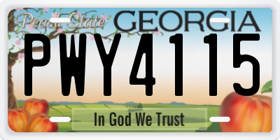 GA license plate PWY4115