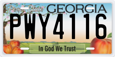 GA license plate PWY4116