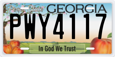 GA license plate PWY4117