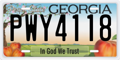 GA license plate PWY4118