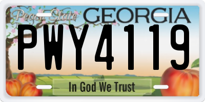 GA license plate PWY4119