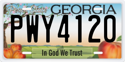 GA license plate PWY4120