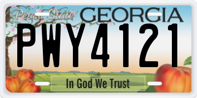 GA license plate PWY4121