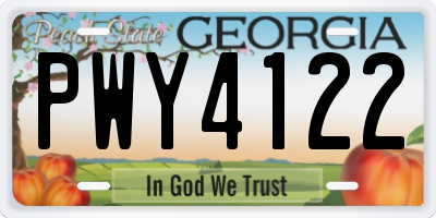 GA license plate PWY4122