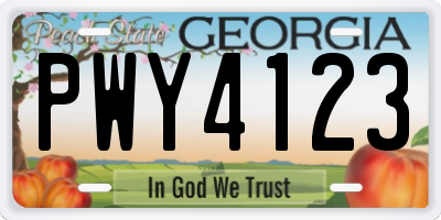 GA license plate PWY4123