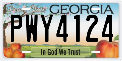 GA license plate PWY4124