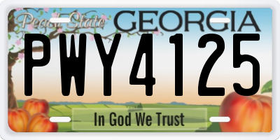 GA license plate PWY4125