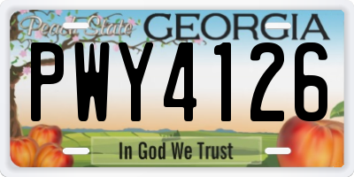 GA license plate PWY4126