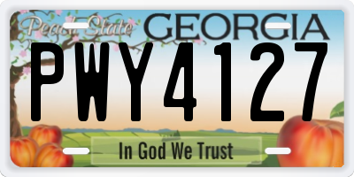 GA license plate PWY4127