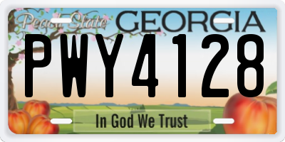 GA license plate PWY4128