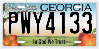 GA license plate PWY4133