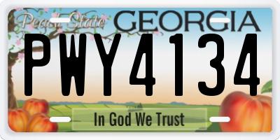 GA license plate PWY4134