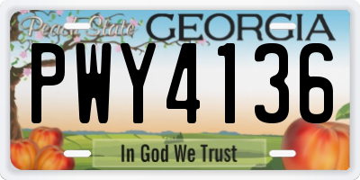 GA license plate PWY4136