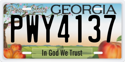GA license plate PWY4137