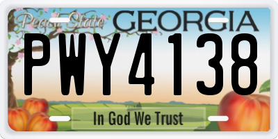GA license plate PWY4138