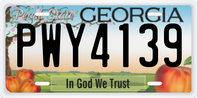GA license plate PWY4139