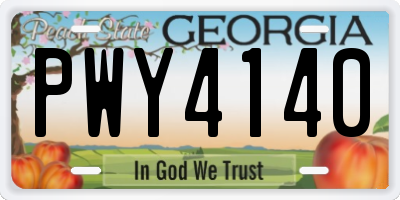 GA license plate PWY4140