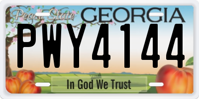 GA license plate PWY4144