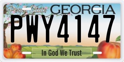 GA license plate PWY4147