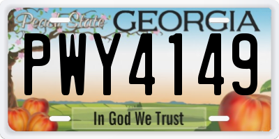 GA license plate PWY4149