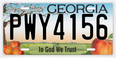 GA license plate PWY4156