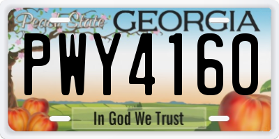 GA license plate PWY4160