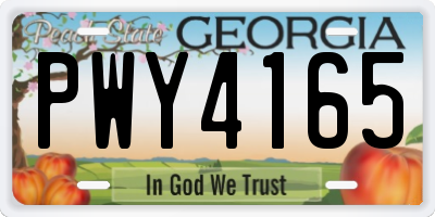 GA license plate PWY4165