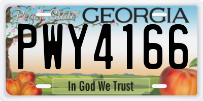 GA license plate PWY4166