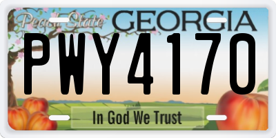 GA license plate PWY4170