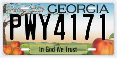 GA license plate PWY4171
