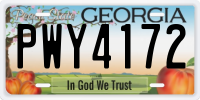 GA license plate PWY4172