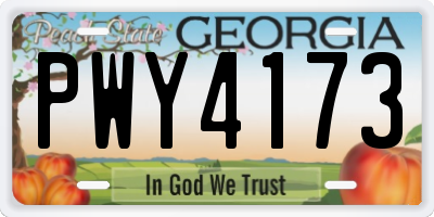 GA license plate PWY4173