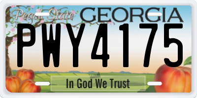 GA license plate PWY4175