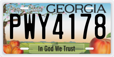 GA license plate PWY4178