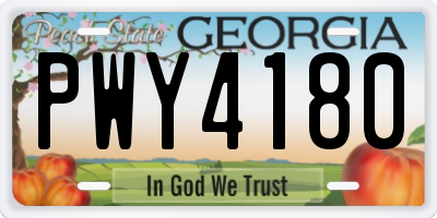 GA license plate PWY4180