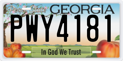 GA license plate PWY4181