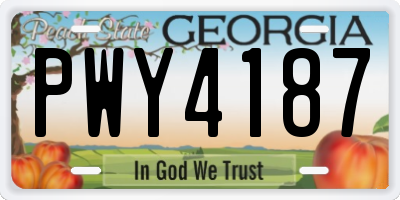 GA license plate PWY4187