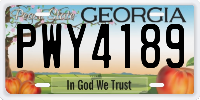 GA license plate PWY4189