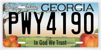 GA license plate PWY4190