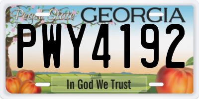 GA license plate PWY4192