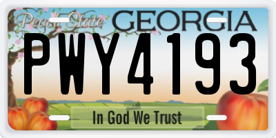 GA license plate PWY4193