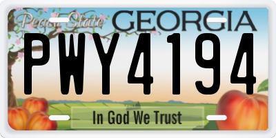 GA license plate PWY4194