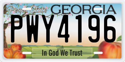 GA license plate PWY4196