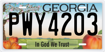GA license plate PWY4203