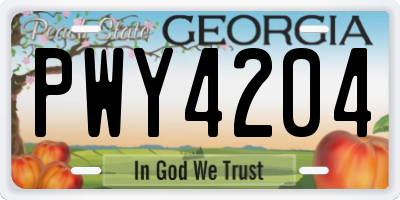 GA license plate PWY4204