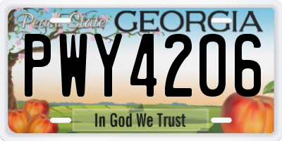 GA license plate PWY4206